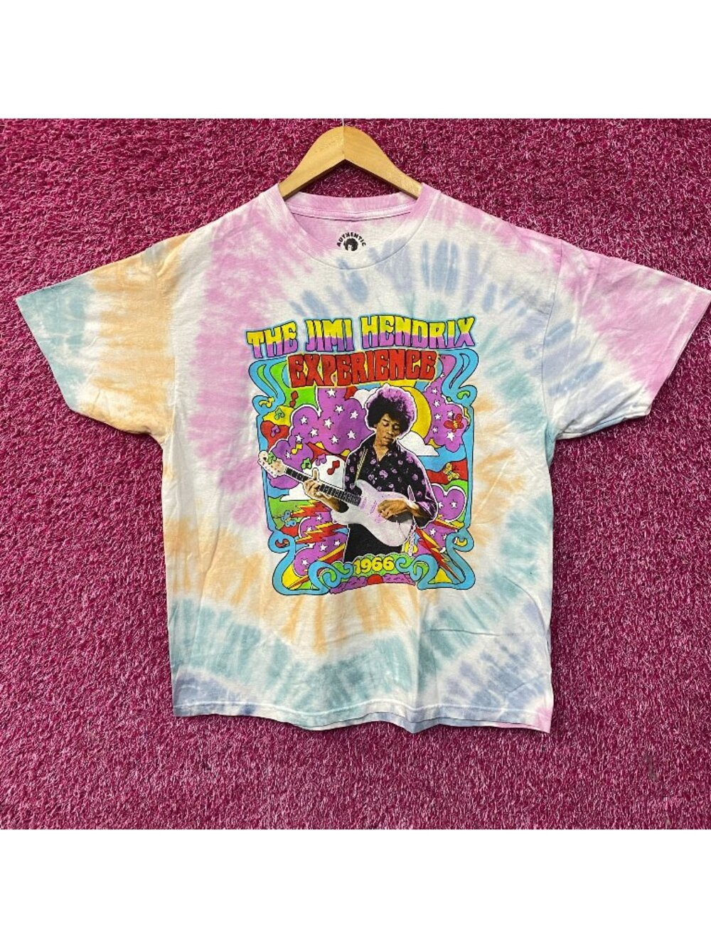 Jimi Hendrix Experience 1966 Graphic Tie-Dye T-Shirt Large